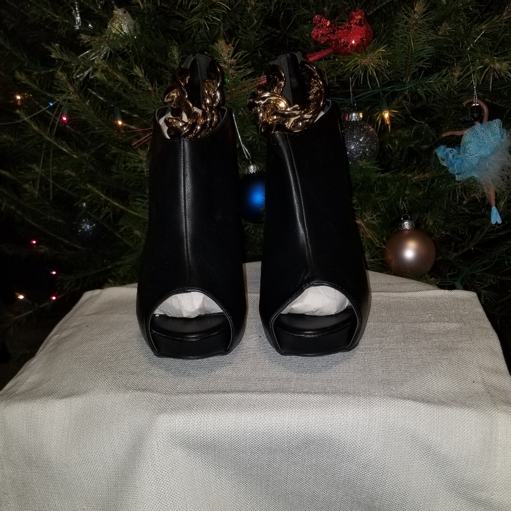 Black Peep Toe Ankle Boots